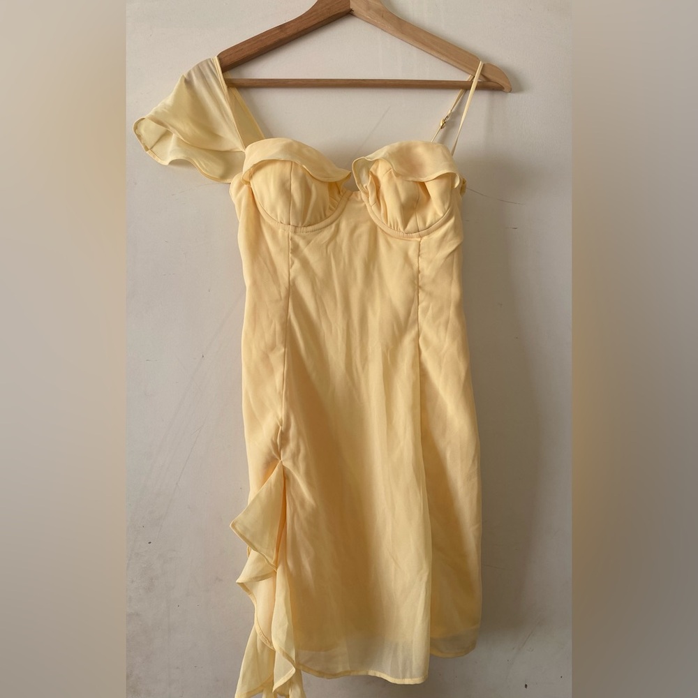 Oh Polly Light Yellow Ruffle Dress